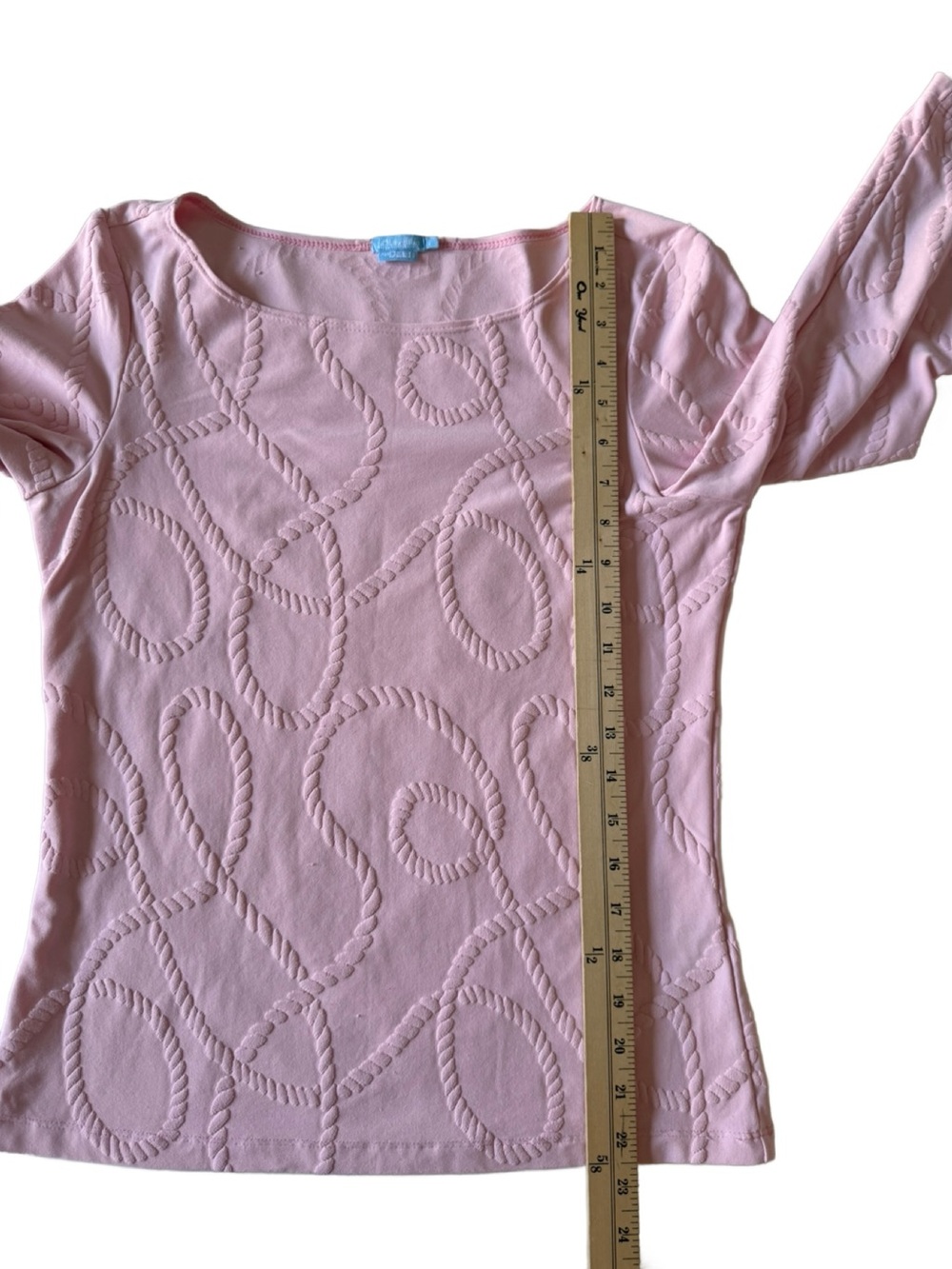 J Mclaughlin Pink Textured Rope-Pattern Top. Small - Picture 6 of 9